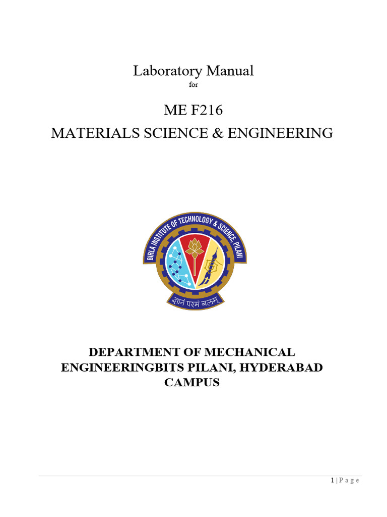 Materials Science Lab Manual | PDF | Deformation (Engineering ...