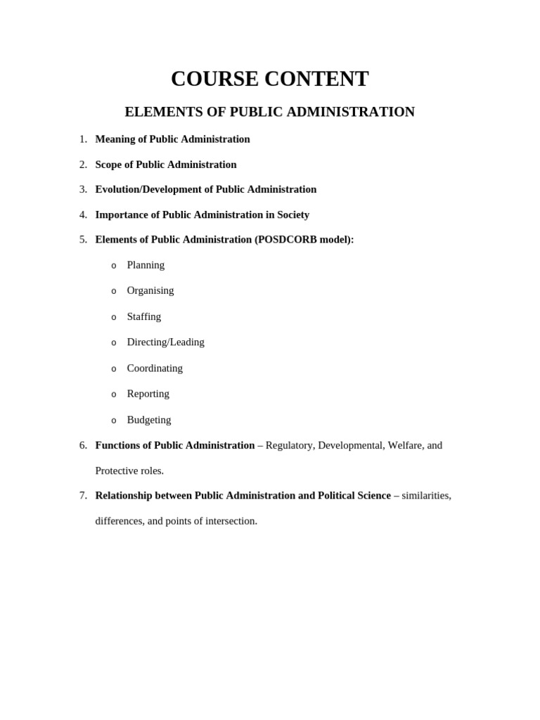 Element of Public Administration | PDF | Public Administration | Governance
