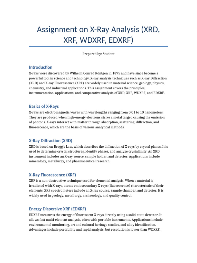X-Ray Analysis Techniques Overview | PDF | Energy Dispersive X Ray ...