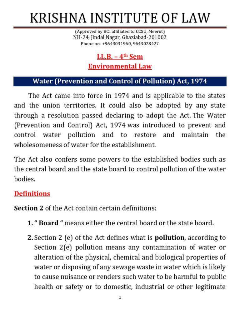 Water Pollution Control Act Overview | PDF | Greenhouse Effect ...