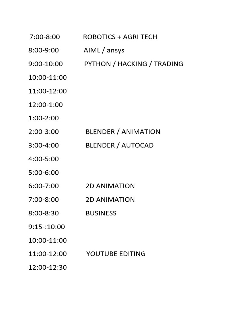 Daily Tech Workshop Schedule | PDF