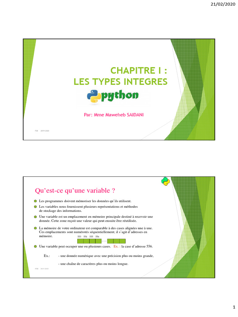 Types de variables en Python et leur gestion | PDF | Variable ...