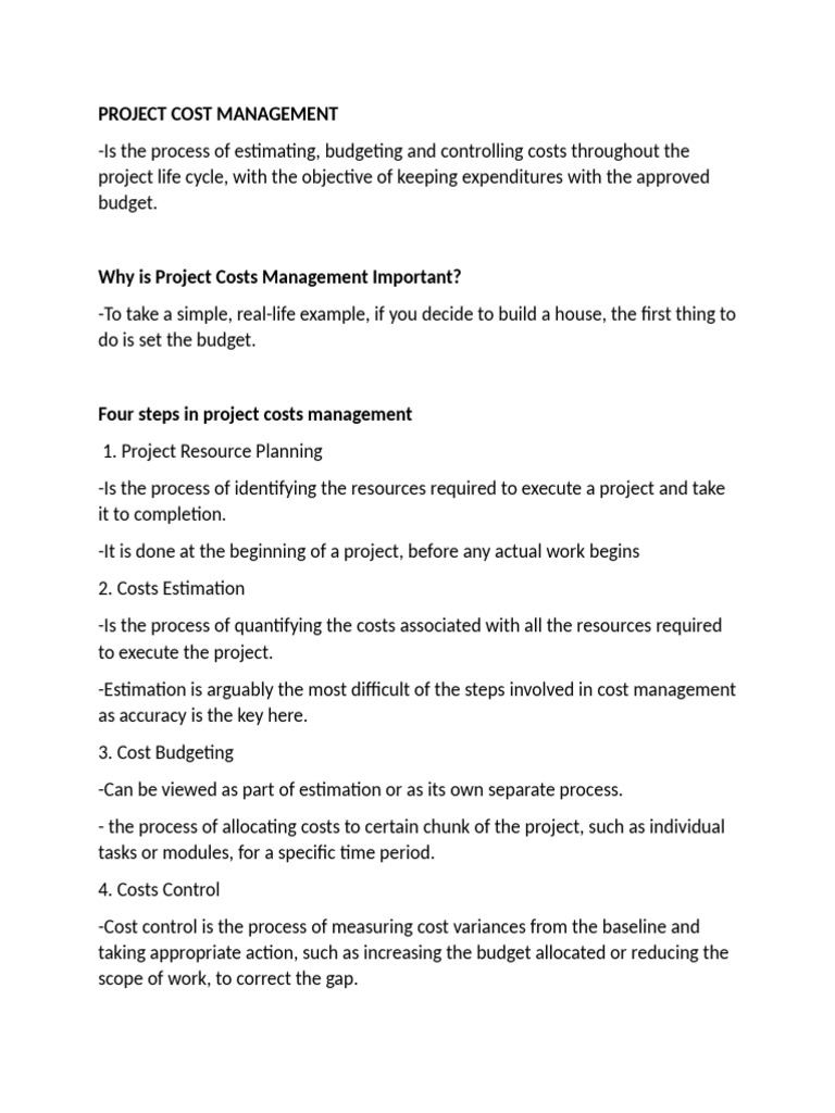 Project Cost Management 044149 044834 | PDF | Expense | Forecasting