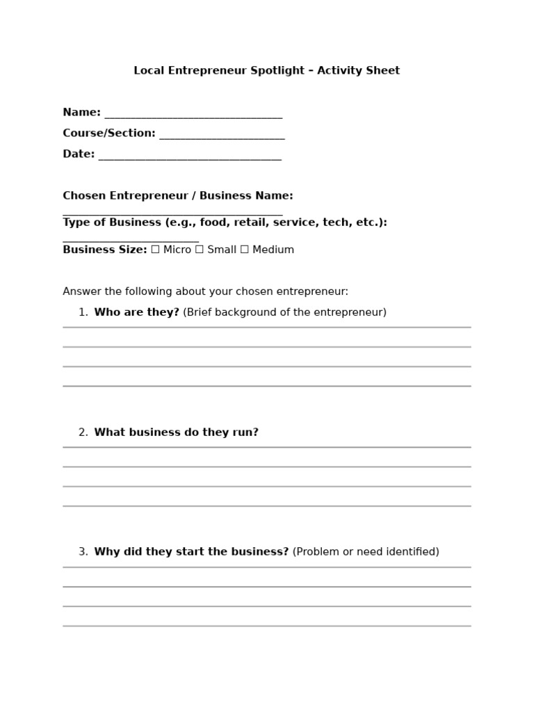 Local Entrepreneur Spotlight Template | PDF