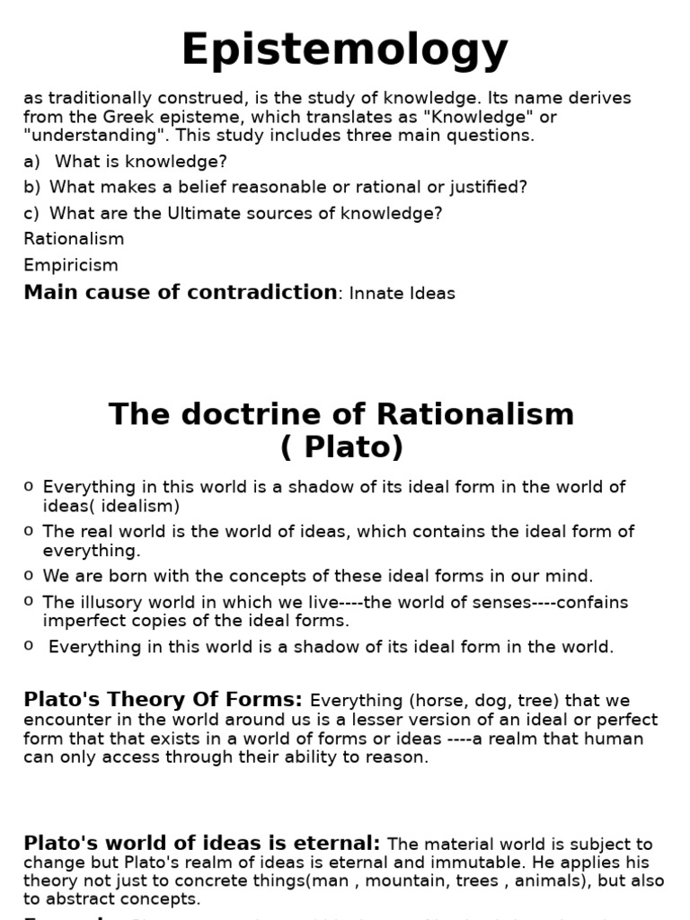 Understanding Epistemology: Key Theories | PDF | Rationalism | Reason