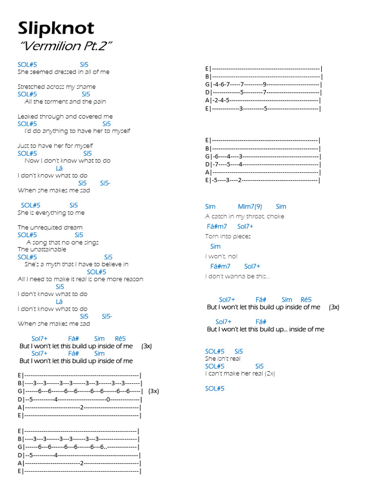 Slipknot - Vermilion Pt.2 | PDF | Songs Written