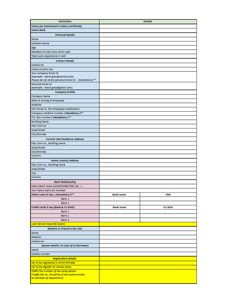 UAE Employment and Banking Details Form | PDF