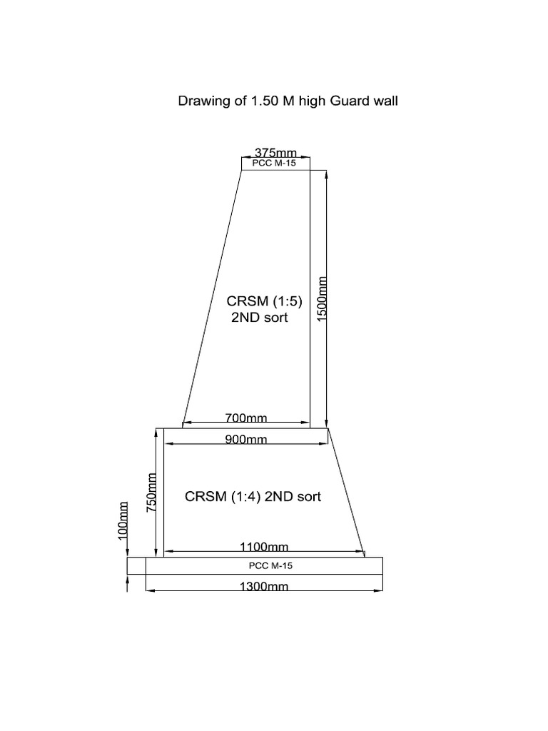 1.5M Hight Guardwall Model-Working Drawing | PDF