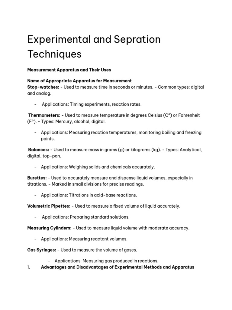 Experimental Separation Techniques Overview | PDF | Distillation ...