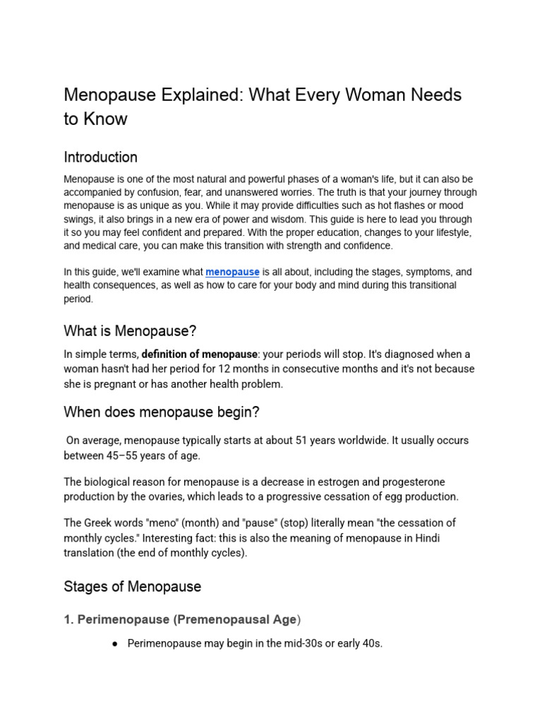 Understanding Menopause: A Complete Guide | PDF | Menopause | Hot Flash