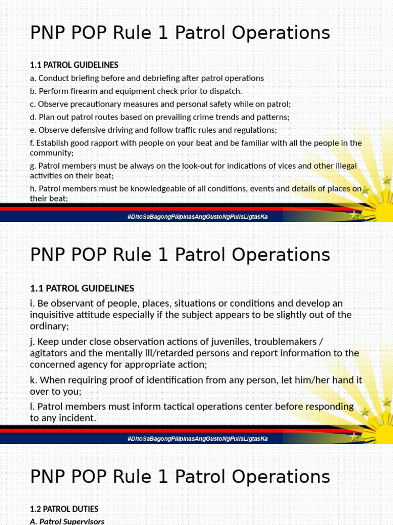 PNP Patrol Operations Guidelines | PDF | Search Warrant | Police