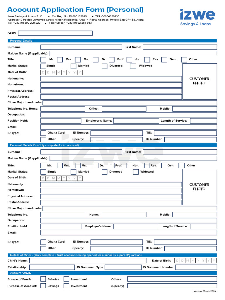 Personal Account Application Form | PDF | Interest | Interest Rates
