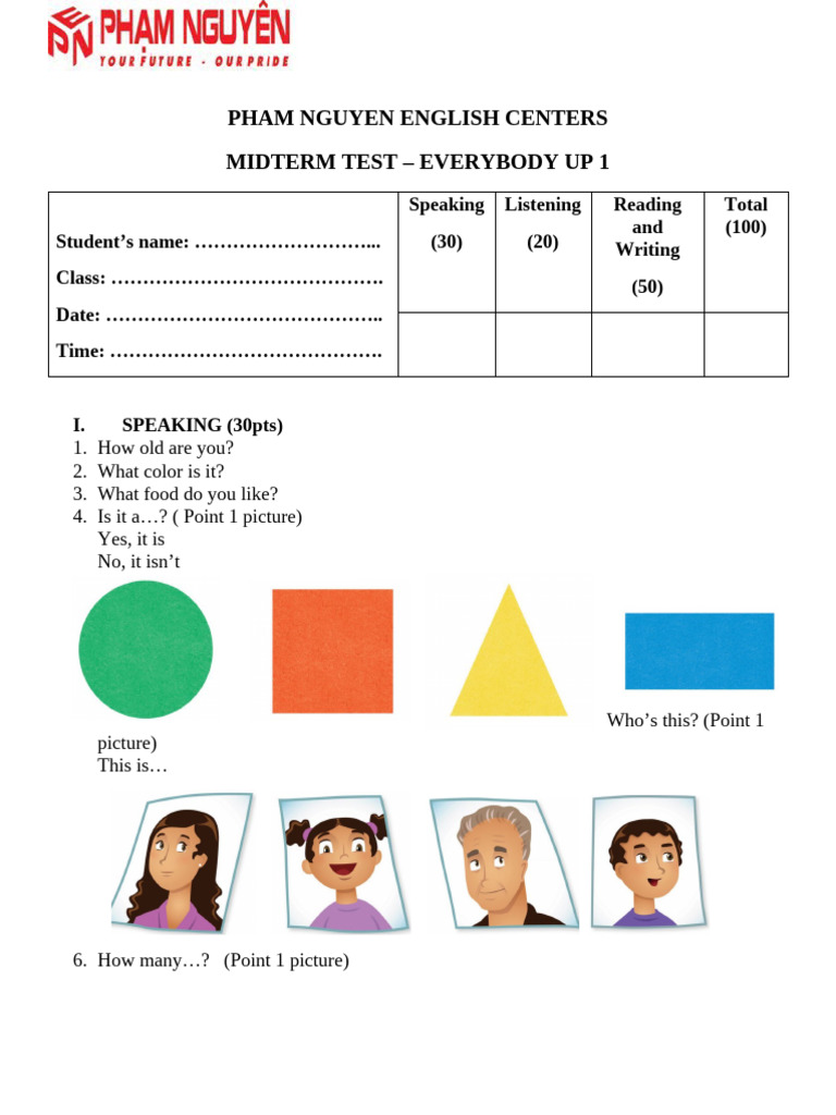Everybody Up 1 Midterm Test | PDF | Chess Openings | Chess