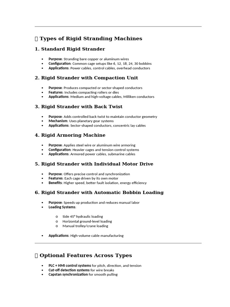 Types of Rigid Stranding Machines | PDF