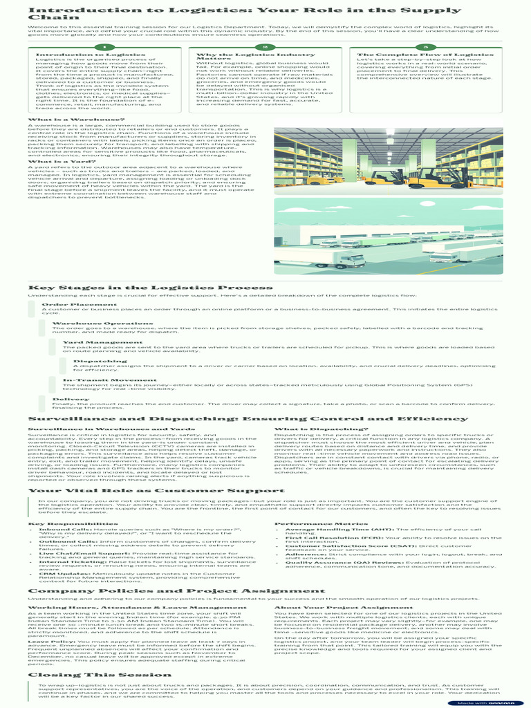 Logistics Training Overview for Employees | PDF | Warehouse | Logistics