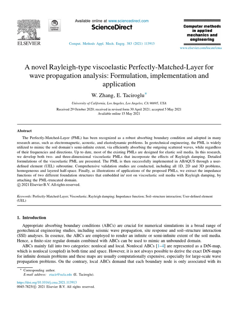 Novel Rayleigh Type Viscoelastic PML | PDF | Finite Element Method ...