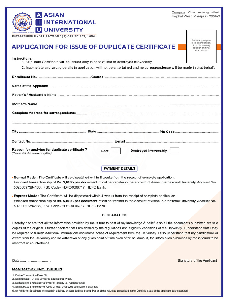 Duplicate Certificate Application Guide | PDF | Affidavit | Notary Public