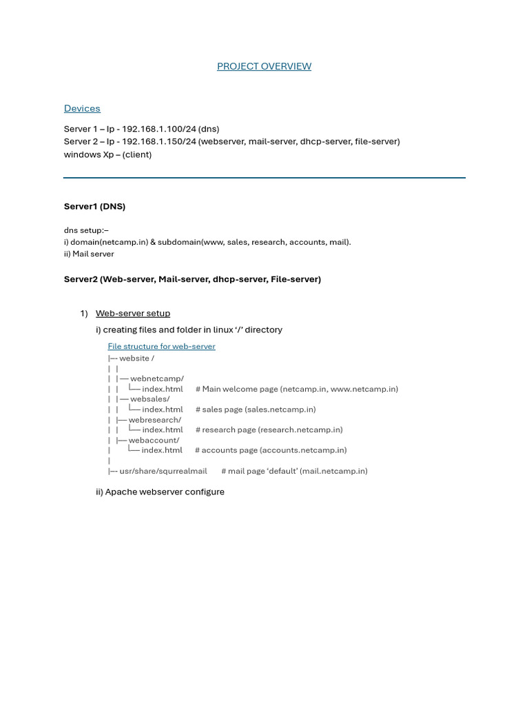 Network Setup for Netcamp Project | PDF | Networking | Internet & Web