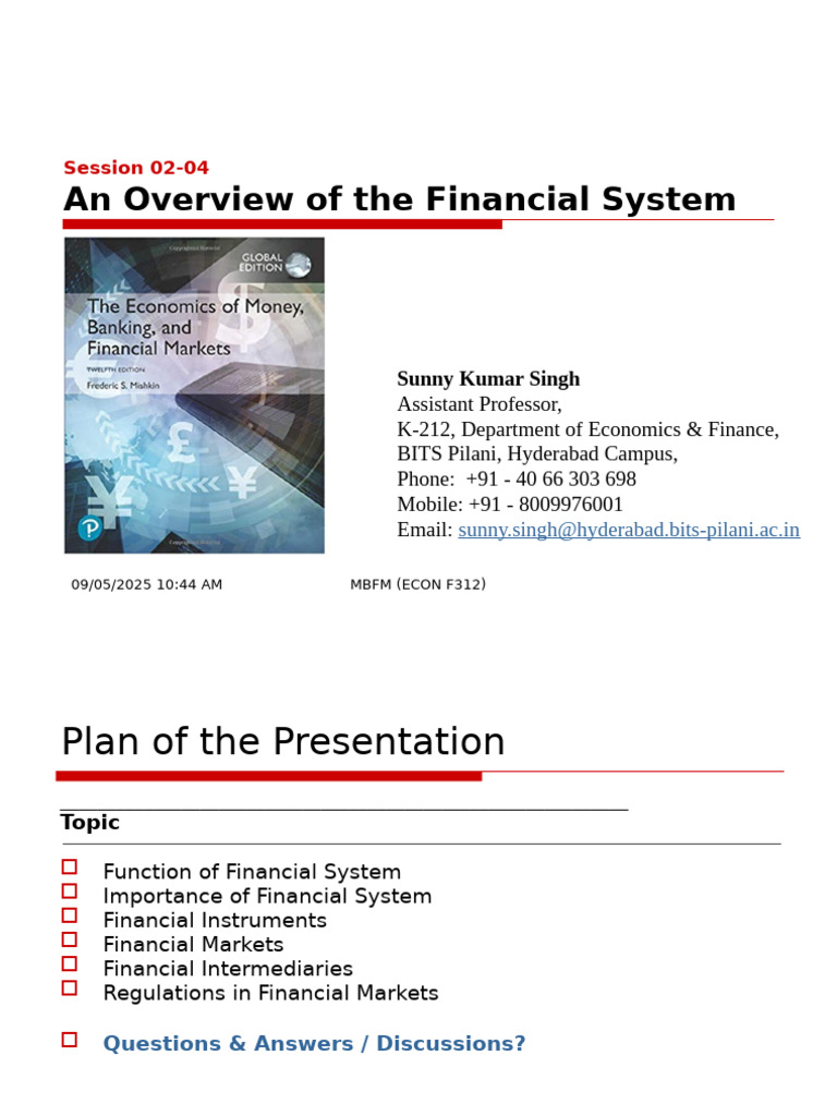 Overview of Financial System Functions | PDF | Financial Markets ...