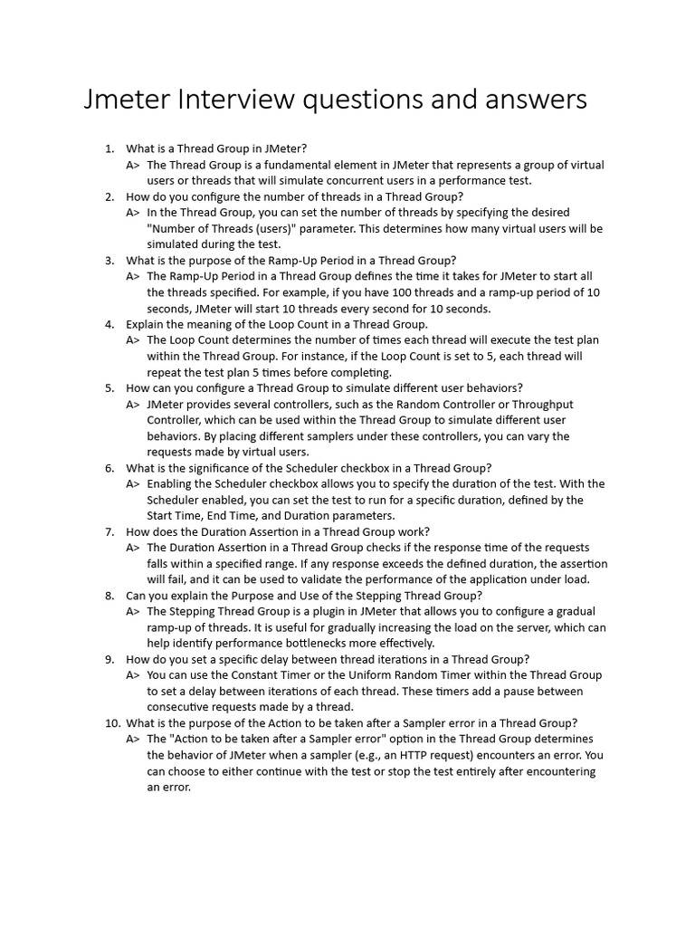 Jmeter Interview Questions and Answers | PDF | Control Flow | Thread ...
