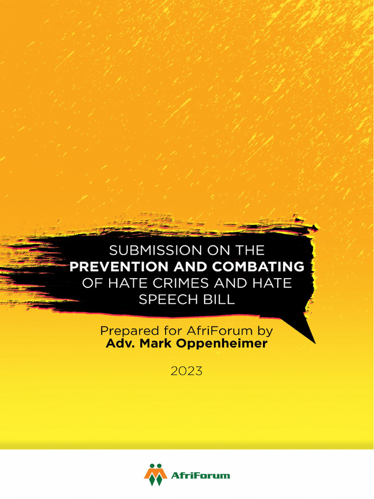 AfriForum Commentary On Hate Speech Bill | PDF | Hatred | Freedom Of Speech