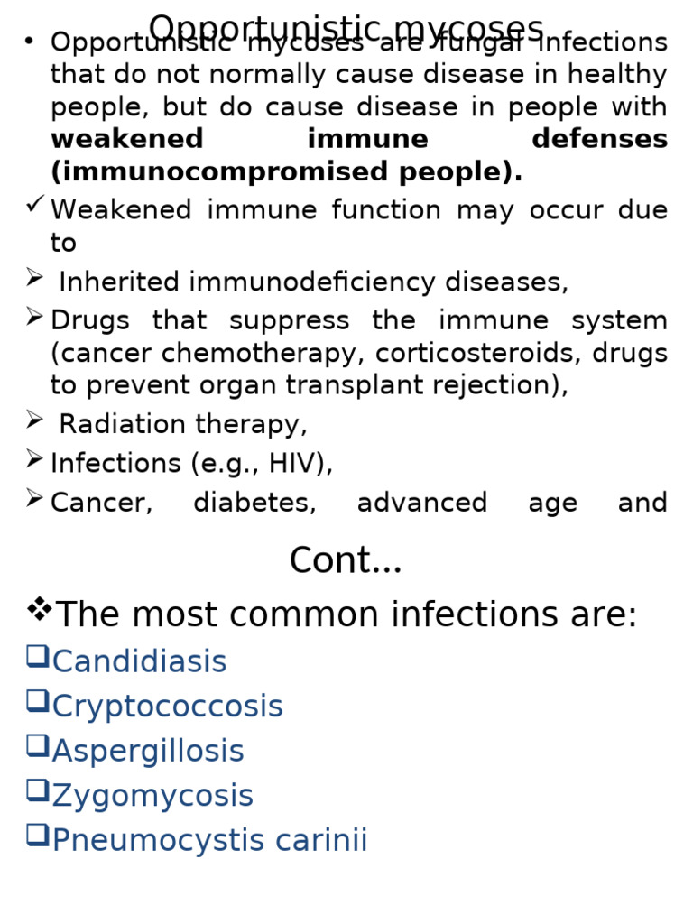 Opportunistic Mycoses | PDF | Candidiasis | Candida (Fungus)