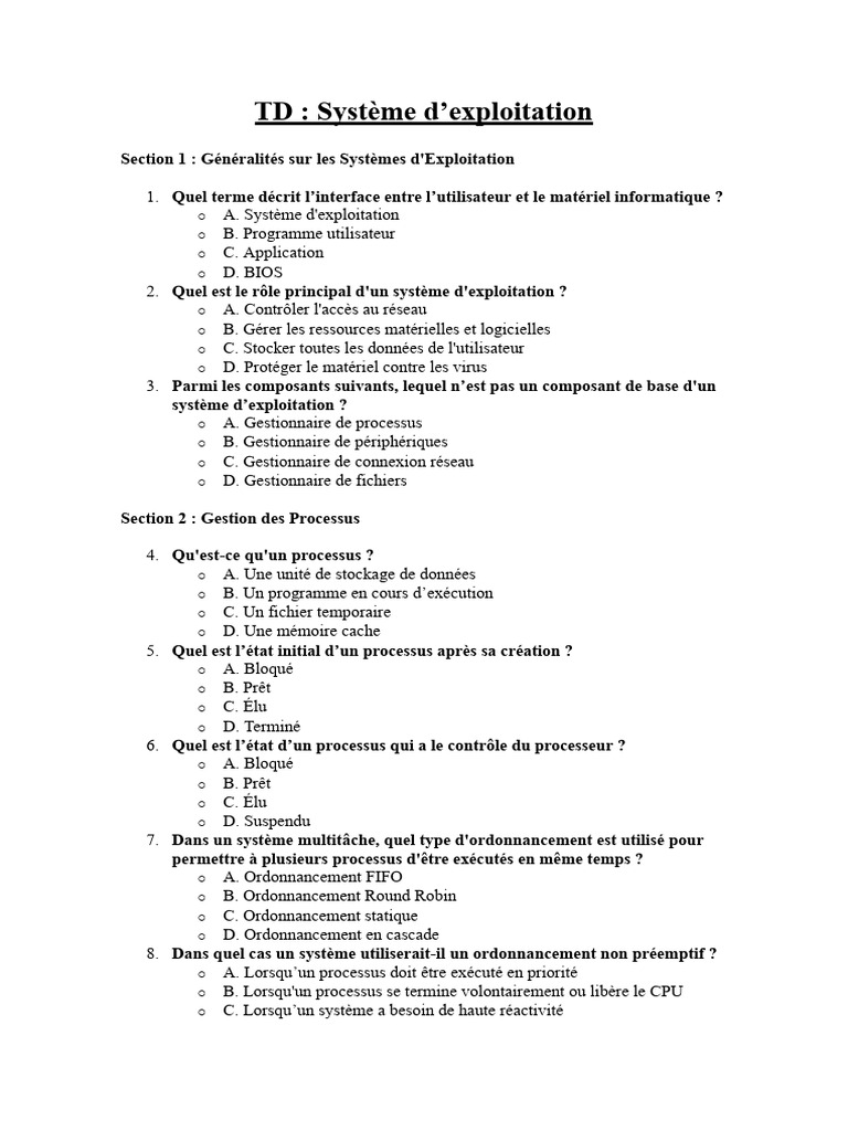 Introduction aux Systèmes d'Exploitation | PDF | Système d'exploitation ...