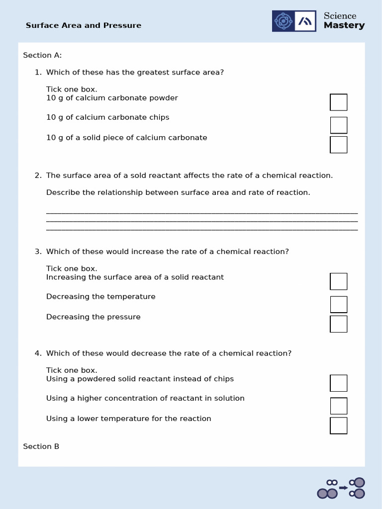Surface Area and Pressure Effects on Reactions | PDF | Gases | Reaction ...