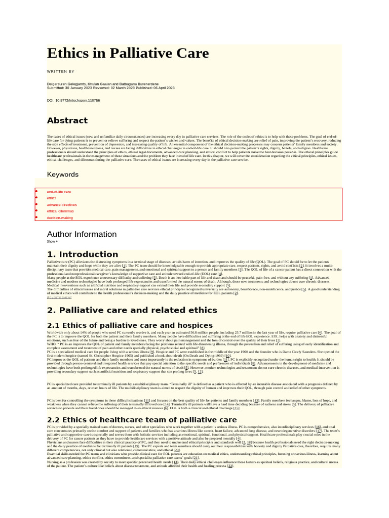 Ethical Challenges in Palliative Care | PDF | Terminal Illness | End Of ...