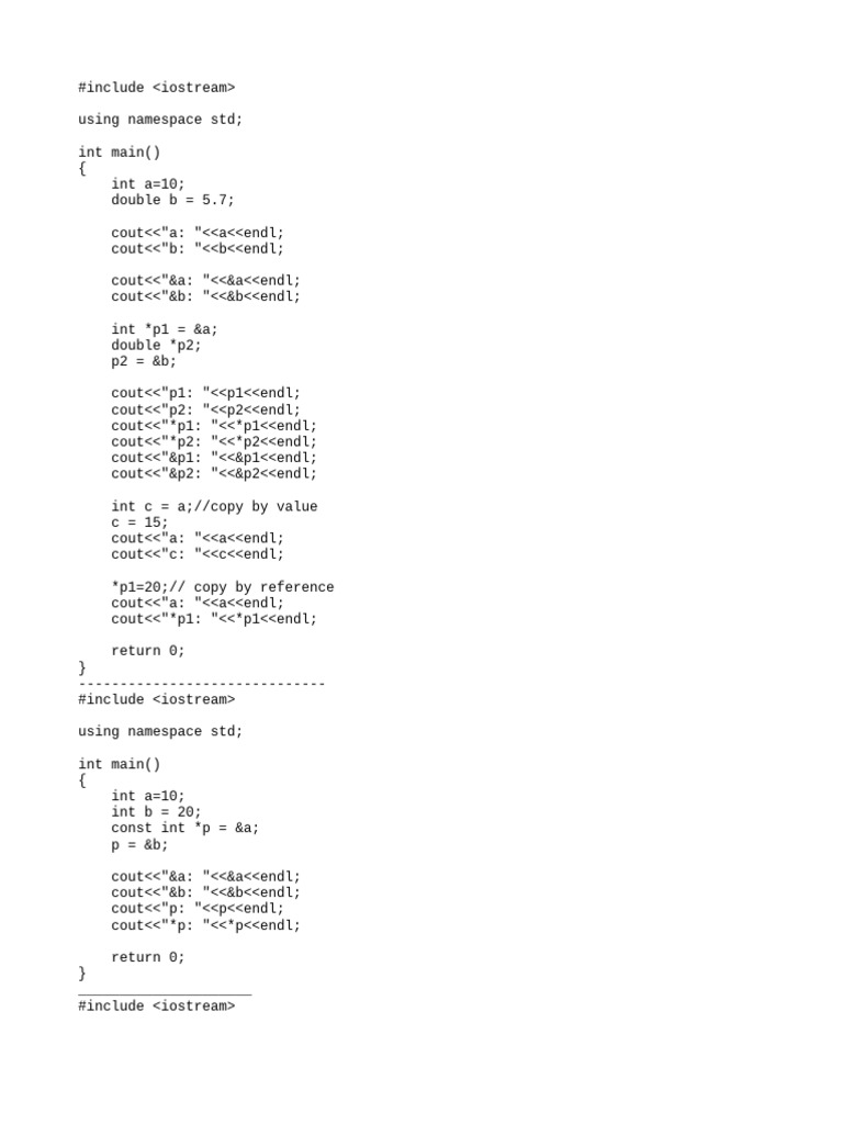 C++ Pointer and Array Operations Guide | PDF | Namespace | Computer Science