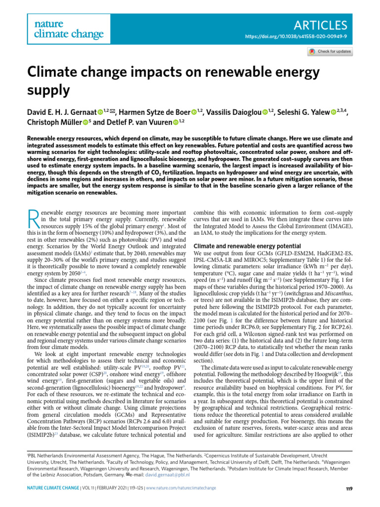 Climate Change's Effect on Renewable Energy | PDF | Renewable Energy ...