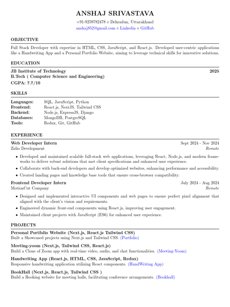 Full Stack Developer Portfolio Overview | PDF | Cyberspace | Systems ...