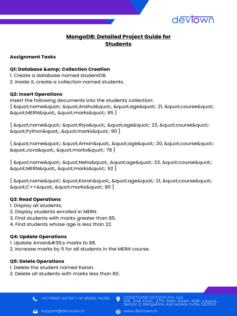 MongoDB Bootcamp Project Guide | PDF