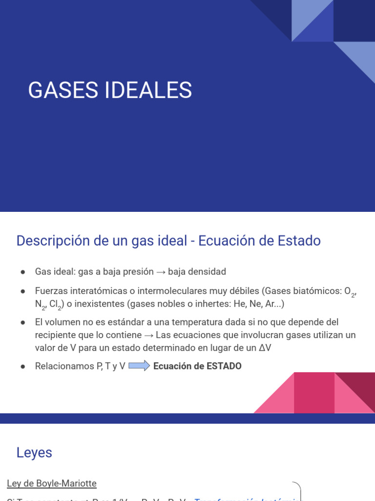 Ecuaciones y Leyes de Gases Ideales | PDF | Gases | Cantidades fisicas