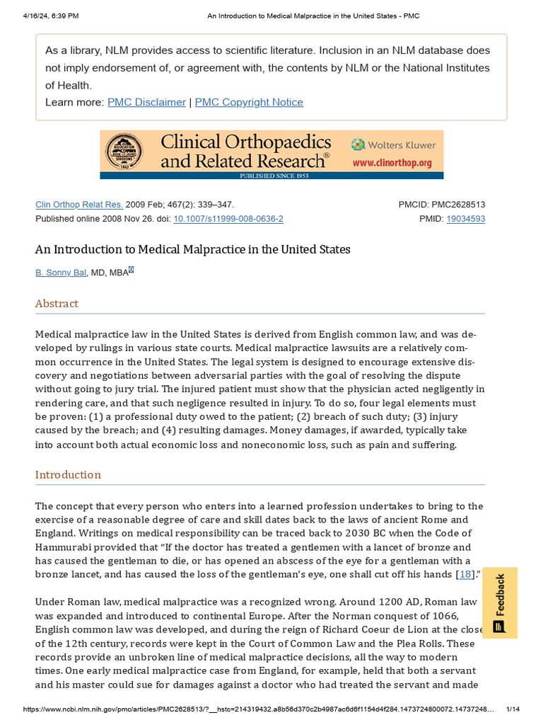 Overview of Medical Malpractice Law | PDF | Deposition (Law) | Lawsuit