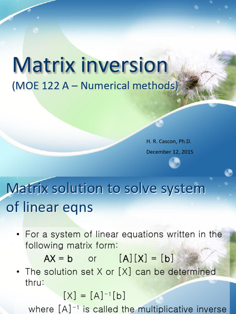 Matrix Inversion Techniques Explained | PDF | Matrix (Mathematics ...