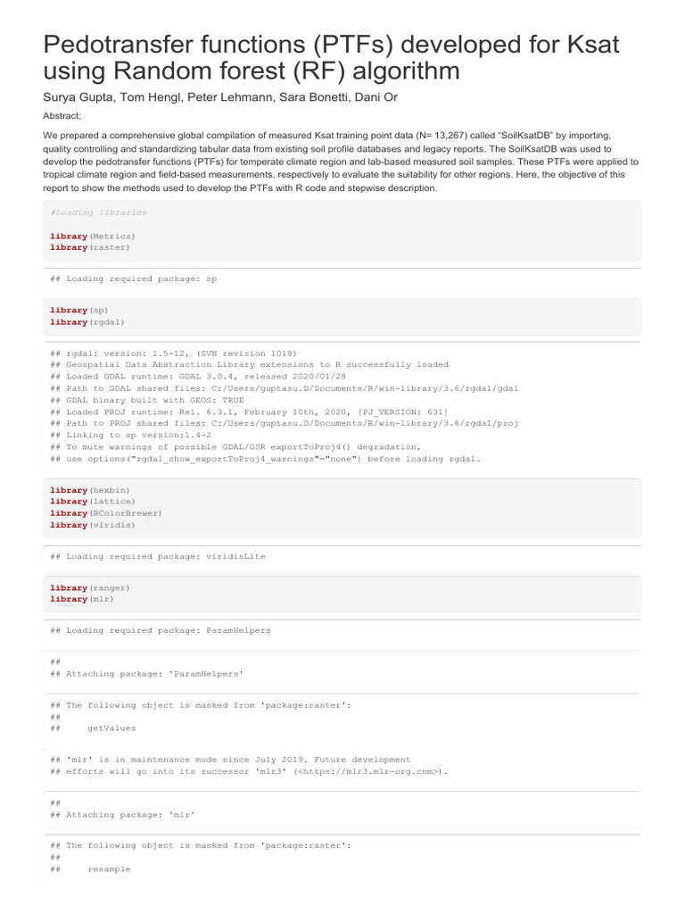 Ksat PTF Development Using Random Forest | PDF | Library (Computing ...