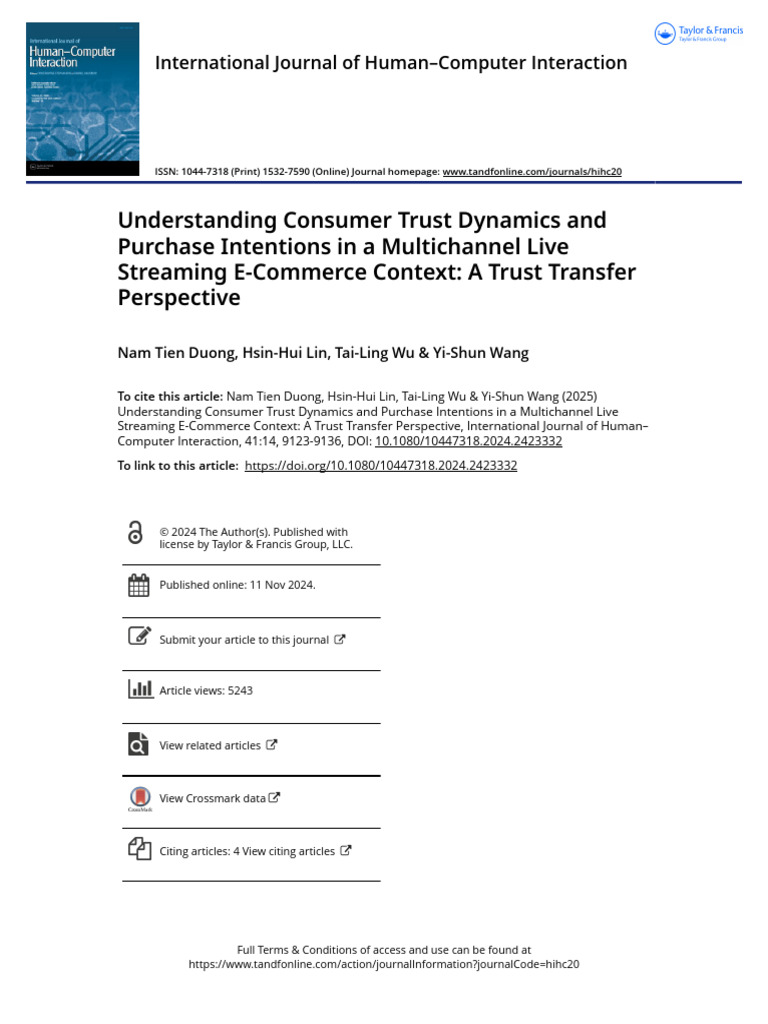 Trust Dynamics in Live Streaming E-Commerce | PDF | Validity ...