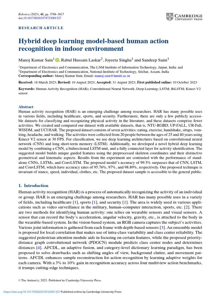 Hybrid Deep Learning for Indoor Action Recognition | PDF | Deep ...