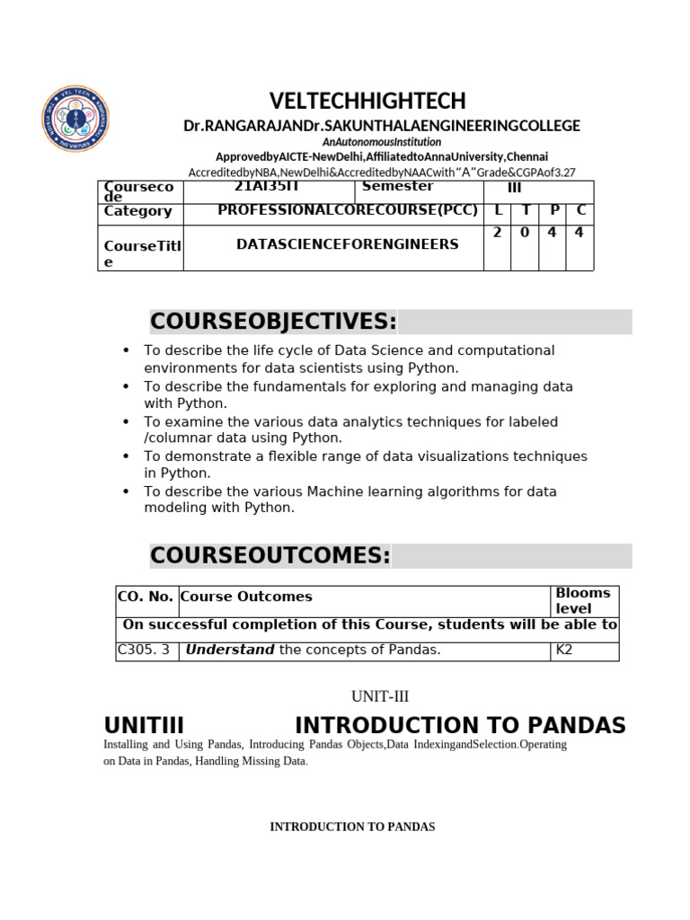 Data Science with Pandas in Python | PDF | Computer Science | Computer ...