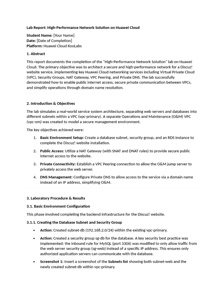 High-Performance Network Lab on Huawei Cloud | PDF | Domain Name System ...