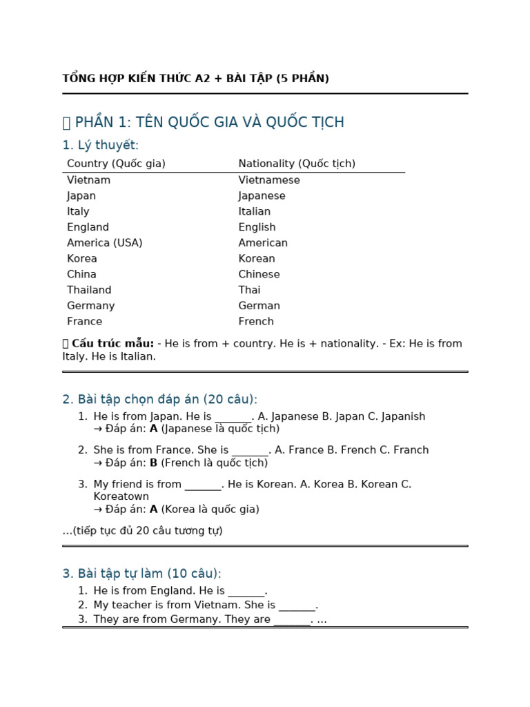 Tong Hop A2 BT | PDF