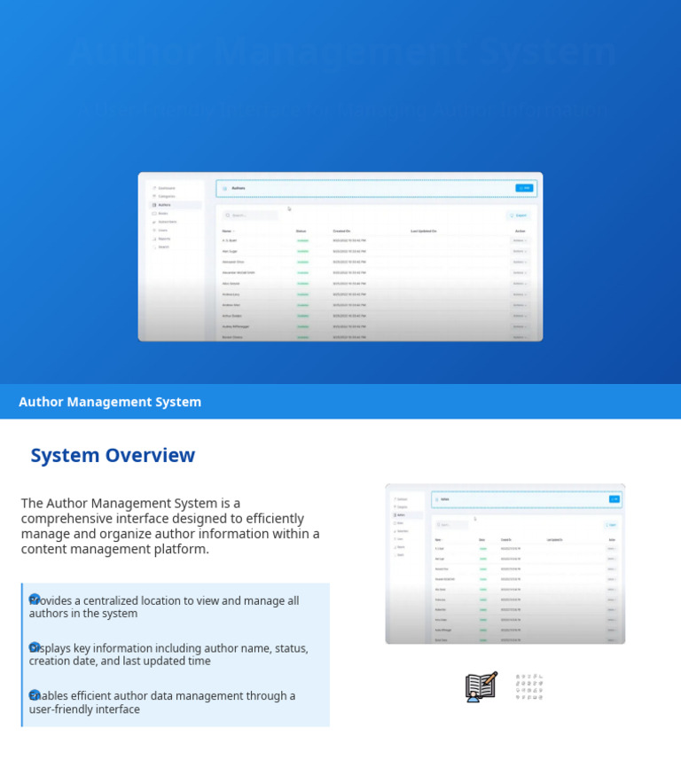 Author Management System Overview | PDF