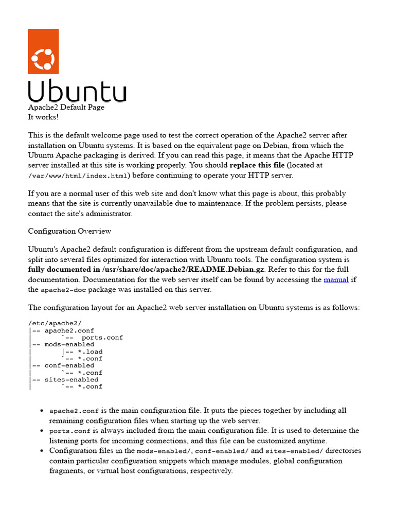 Apache2 Default Page on Ubuntu | PDF | Apache Http Server | World Wide Web