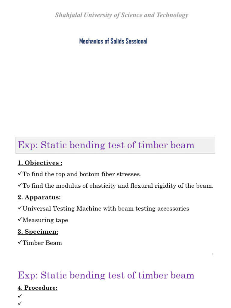 Static Bending Test of Timber Beam | PDF | Bending | Beam (Structure)