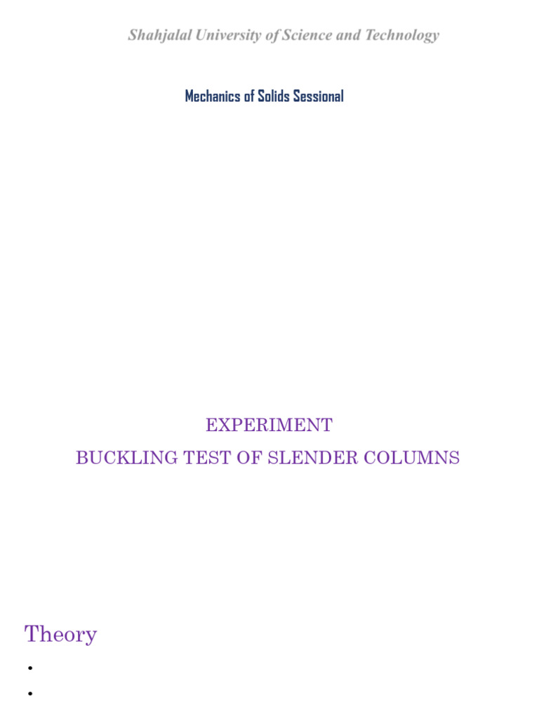 Buckling Test of Slender Columns | PDF | Buckling | Column