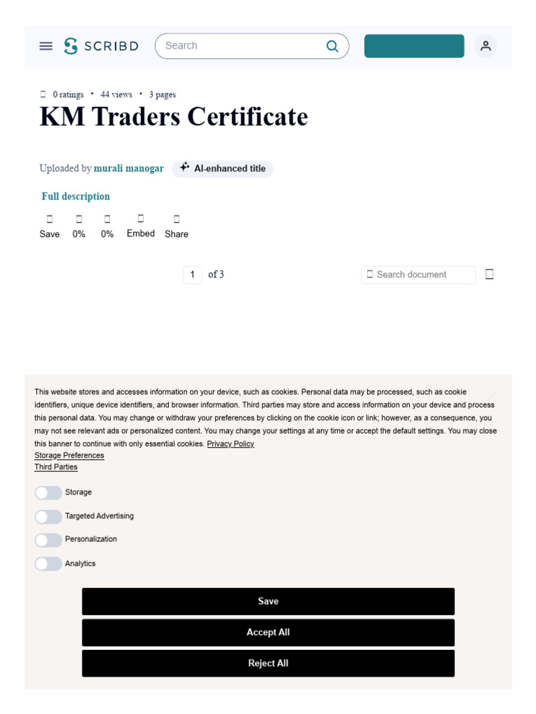 KM Traders Certificate Document | PDF | Http Cookie | Scribd