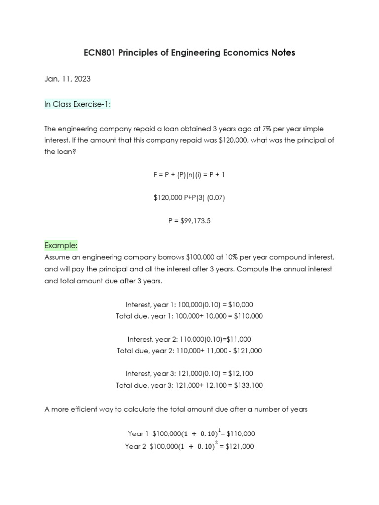 Engineering Economics Principles Notes | PDF | Interest | Investing