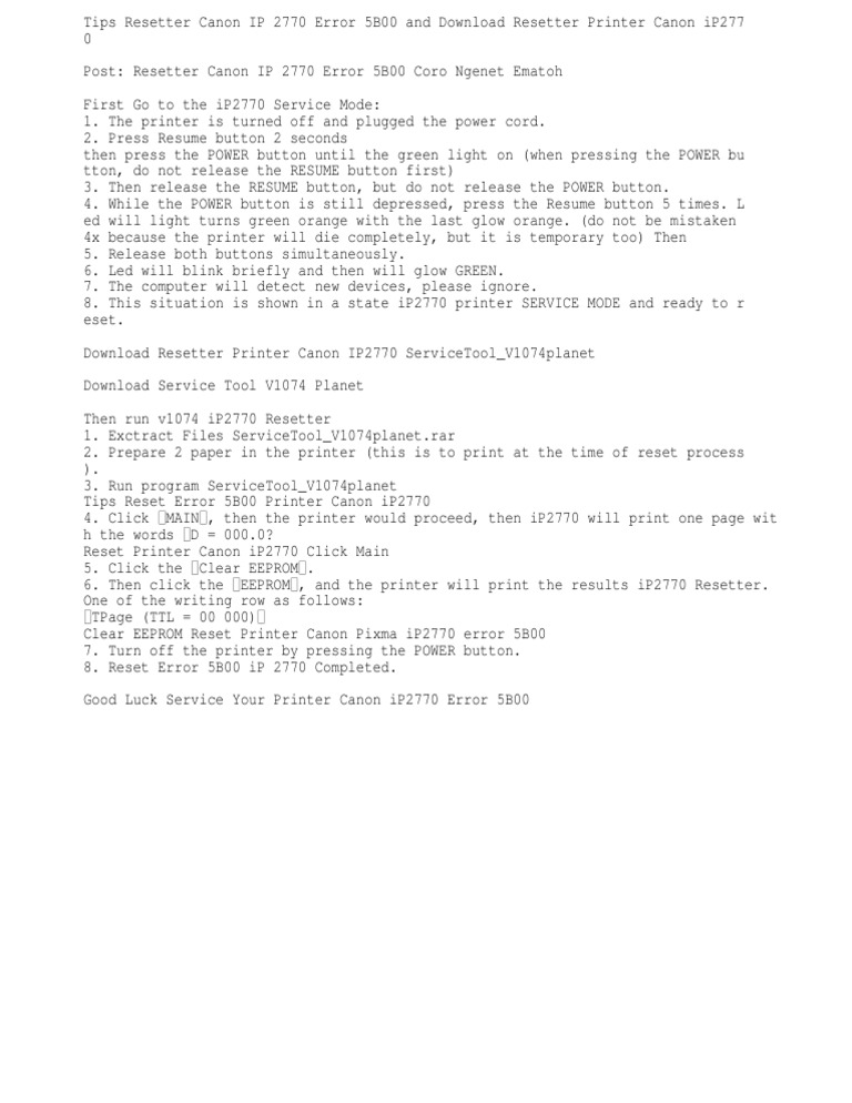 Canon Ip2770 Resetter