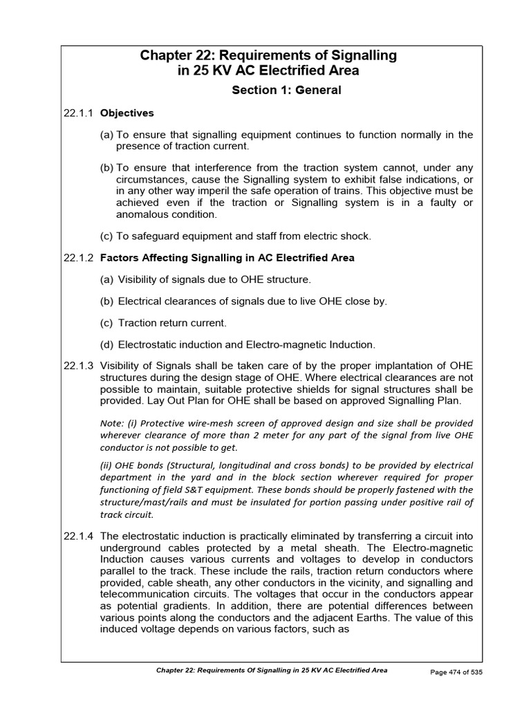 Signalling Requirements for 25 KV AC Areas | PDF | Alternating Current ...